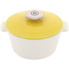 Кастрюля для сервировки «Революшн» с крышкой;керамика;0,5л;D=136,H=92мм;белый,желт.