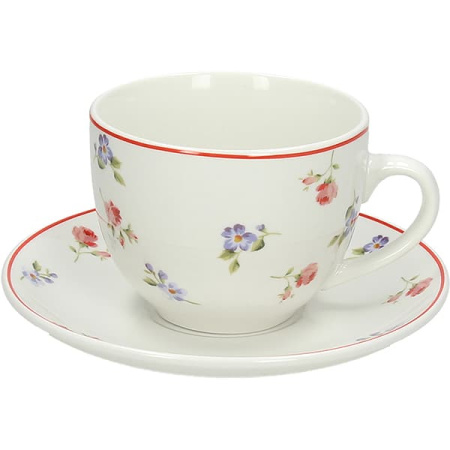 Набор посуды «Поэма Камарг» чайная пара (чашка + блюдце)[4шт];фарфор;260мл;D=9/15,H=7см;белый,розов.