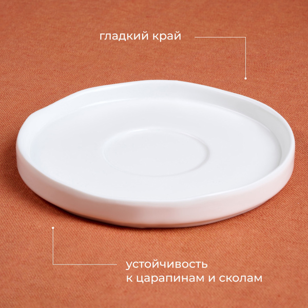 Блюдце «Эггшелл» с бортом;фарфор;D=155/60,H=19мм;белый