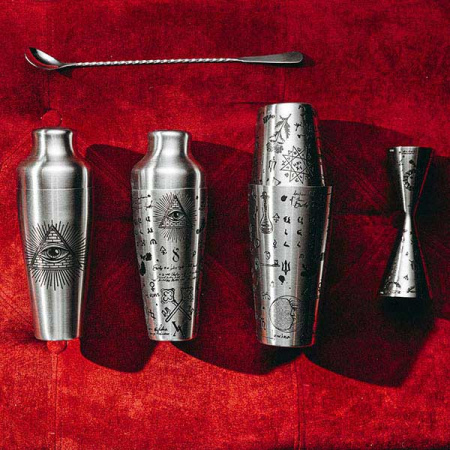 Джиггер «Афродита» 60/90 мл с рисунком;сталь нерж.;D=45,H=145мм;серебрист.