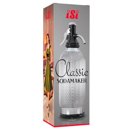 Сифон для газирования воды «Содамэйкер»;сталь нерж.,пластик;1л;,H=35см;прозр.