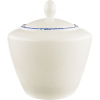 Сахарница «Блю Дэппл» с крышкой;фарфор;170мл;D=87/45,H=95мм;белый,синий