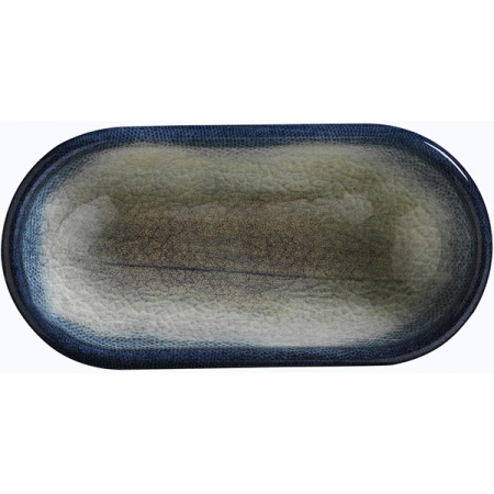 Салатник «Нанокрем Дарк Блю» овальный;фарфор;D=160,H=37мм;тем.син.,зелен.