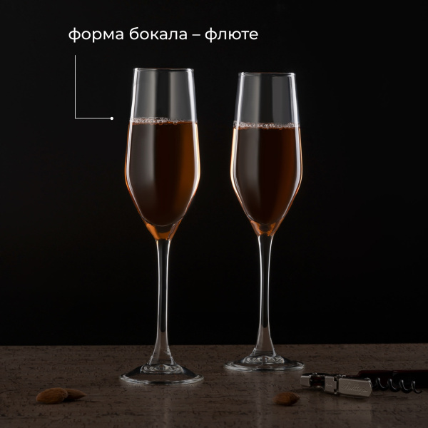 Бокал-флюте «Селест»;стекло;160мл;D=43,H=223мм;прозр.