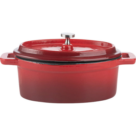 Кастрюля для запекания с крышкой;чугун;450мл;,H=7,L=15,B=10см;красный,черный