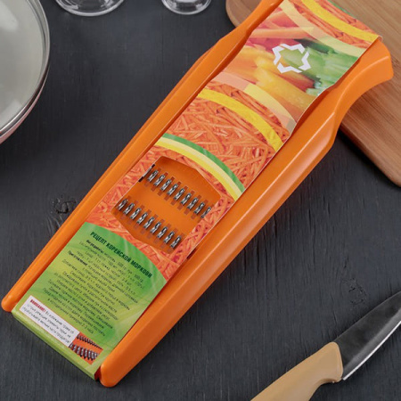 Терка для корейской моркови;пластик,металл;,H=2,L=33,B=12см;оранжев.