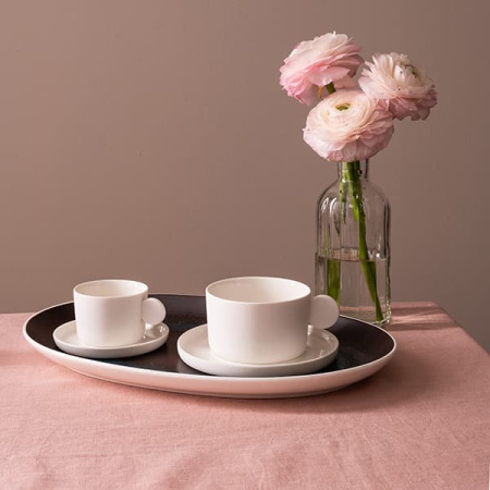 Чайная пара «Афрос»;кост.фарф.;250мл;D=40,H=55,L=90,B=110мм;белый