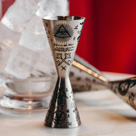 Джиггер «Афродита» 60/90 мл с рисунком;сталь нерж.;D=45,H=145мм;серебрист.