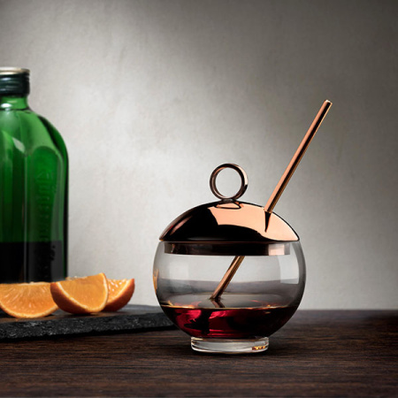 Креманка «Хэпберн» с крышкой и ложкой;хр.стекло,металл;0,5л;D=88,H=161мм;прозр.,золотой