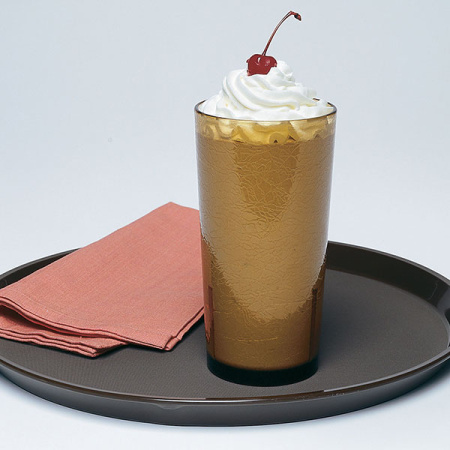 Поднос «Политрид» прорезиненный круглый;полипроп.;D=35,5см;черный