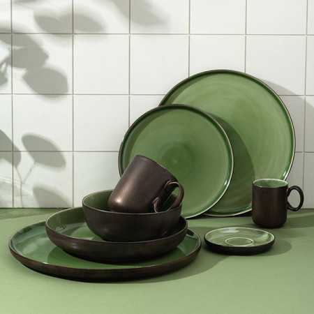 Салатник «Сейдж»;фарфор;0,75л;D=170,H=55мм;зелен.,бронз.