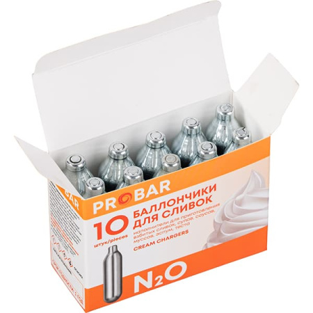 Баллончики для сифона для сливок 8г N20[10шт];сталь