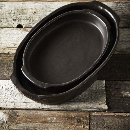 Форма для запекания «Пьюр» овальная;керамика;,H=5,L=30,B=21см;черный