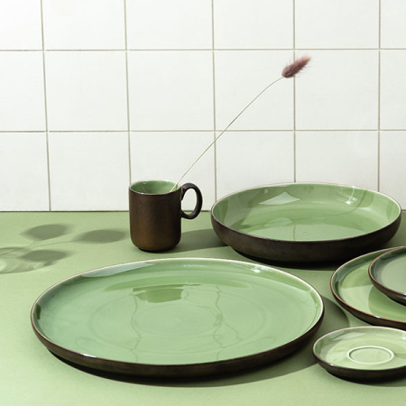 Чашка чайная «Сейдж»;фарфор;170мл;D=62/40,H=77мм;зелен.,бронз.