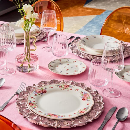 Набор посуды «Поэма Камарг» тарелки[18шт];фарфор;белый,розов.