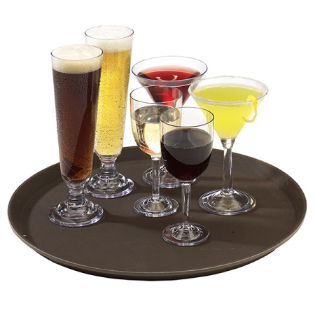 Поднос прорезиненный круглый;стеклопласт.;D=45см;коричнев.