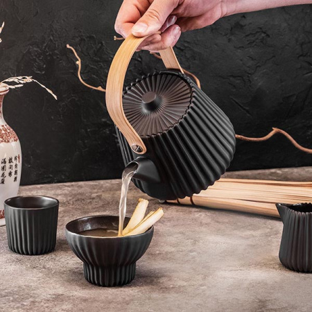 Чайник заварочный «Пекое» с ситом;керамика,металл;0,55л;D=12,5,H=12см;черный