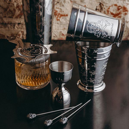 Стакан для коктейлей «Корсар» для джулепа с орнаментом;сталь нерж.;400мл;D=88/70,H=117мм;серебрист.