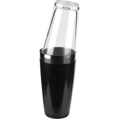 Шейкер американский «Бостон» винил;сталь нерж.,стекло;0,5л;D=93,H=295мм;черный,прозр.