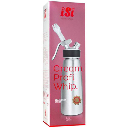 Сифон для сливок «Крим профи»;сталь нерж.,пластик;0,5л;D=73,H=250,B=105мм;металлич.,черный