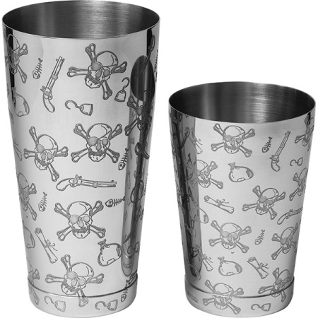 Шейкер американский «Пробар Премиум Корсар» с орнаментом;сталь нерж.;0,84л;D=92,H=172мм;серебрист.