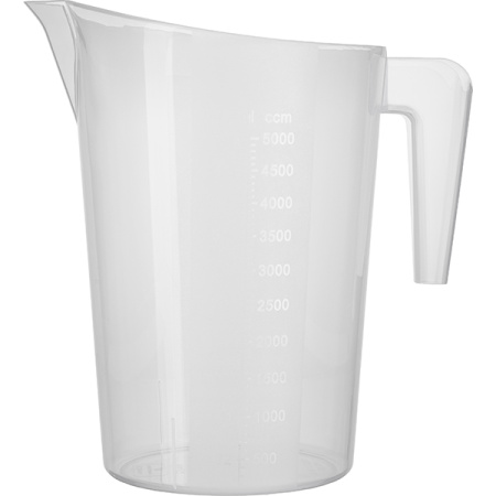 Стакан мерный с ручкой;пластик;5л;,H=30,2,L=27,B=20см;белый