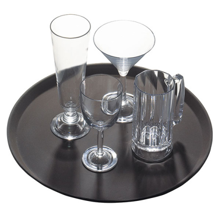 Поднос «Камтрид» прорезиненный круглый;стеклопласт.;D=28см;черный