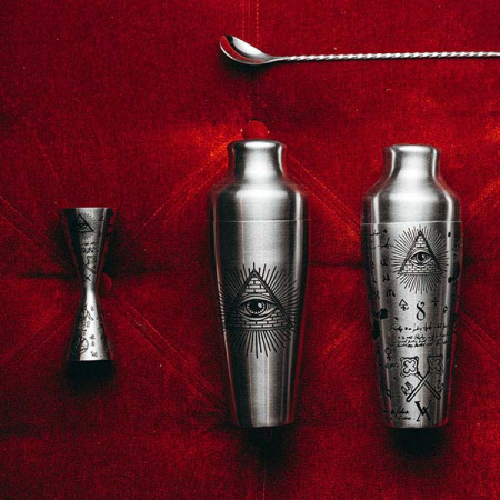 Джиггер «Афродит Алкеми» 30/60 мл с рисунком;сталь нерж.;D=60,H=125мм;серебрист.