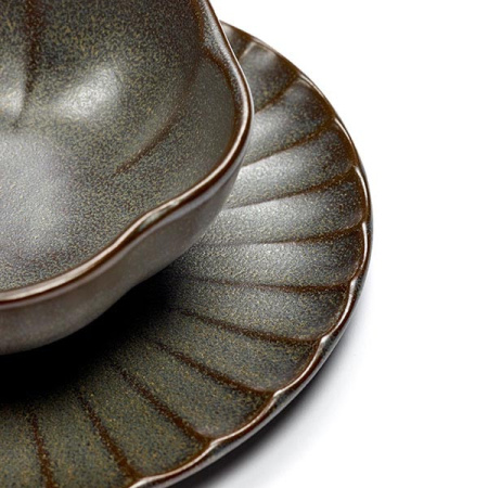 Салатник «Инку» волнистый край;керамика;D=11,H=4см;зелен.