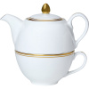 Набор посуды «Беништ Голд» чайник, чашка и блюдце[3шт];кост.фарф.;белый,золотой