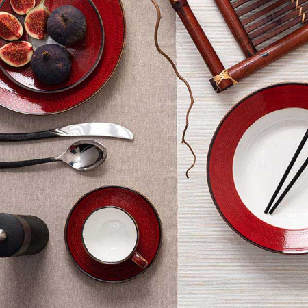 Чашка чайная «Джаспер»;фарфор;120мл;мм;красный,белый