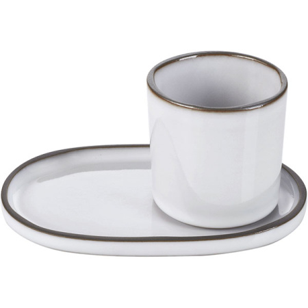 Стакан для горячих напитков «Карактэр»;керамика;80мл;D=58,H=58мм;белый,коричнев.