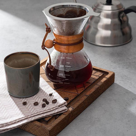 Стакан для горячих напитков «Террес де Ревес»;керамика;310мл;D=85,H=95мм;голуб.,серый