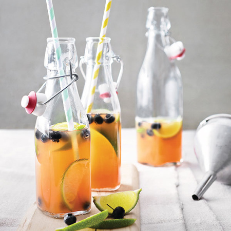 Бутылка «Свинг» с пробкой;стекло,пластик;1л;D=90,H=315,L=75,B=75мм;прозр.,разноцветн.