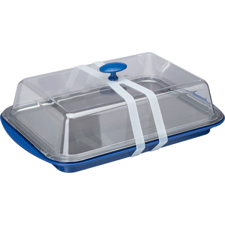Поднос фуршетный с крышкой и охладительным элементом;полистирол,сталь нерж.;,H=14,L=43,B=29см