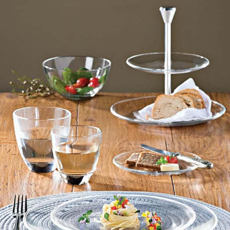 Этажерка «Фул Мун» 2 яруса для десерта;алюмин.,стекло;D=15/21,H=23см;прозр.,металлич.