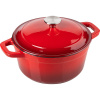 Кастрюля для запекания с крышкой;чугун;2,6л;D=20,H=16см;красный