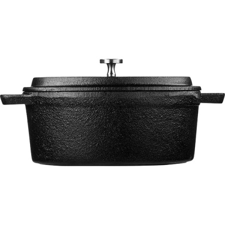 Кастрюля для запекания овальная с крышкой;чугун;450мл;,L=15,B=10см;черный