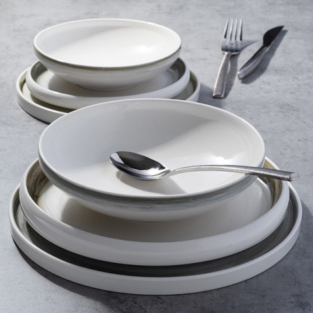 Салатник «Айсио»;фарфор;0,92л;D=210,H=52мм;белый,серый