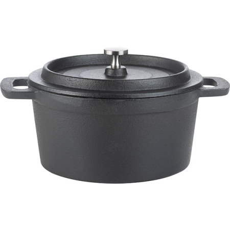 Кастрюля для запекания «Эмбер Каст Мэтт» с крышкой;чугун;0,7л;D=14,H=7см;черный