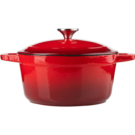 Кастрюля для запекания с крышкой;чугун;2,6л;D=20,H=16см;красный