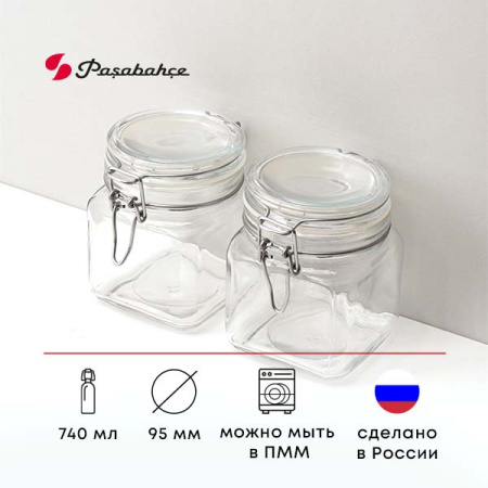 Банка «Кремлин» квадратная с крышкой;стекло;0,74л;,H=108,L=96,B=96мм;прозр.