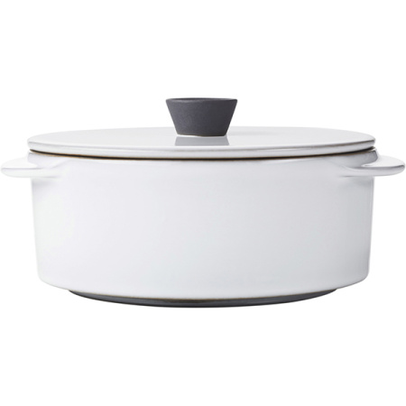 Кастрюля для запекания «Карактэр» с крышкой;керамика;250мл;D=120,H=65,L=140мм;белый,черный