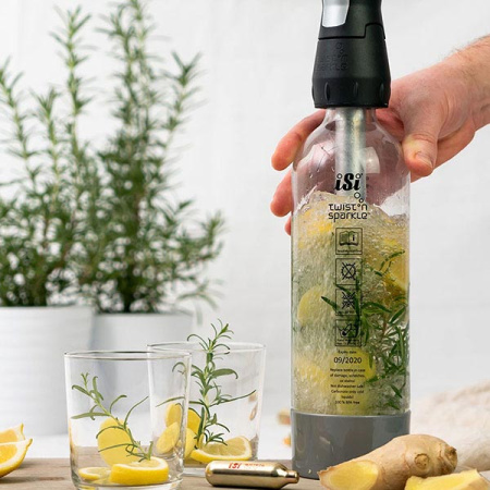 Сифон для газирования воды «Твист-н-спаркл» (6шт.баллончиков);1л;,H=29см;прозр.