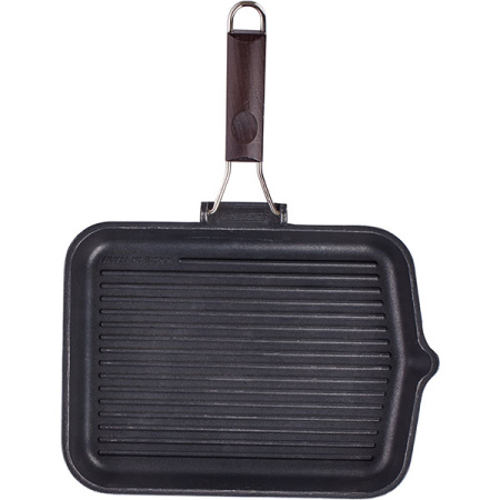 Сковорода-гриль;алюм.литой,дерево;,H=40,L=290/450,B=275мм;черный