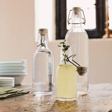 Бутылка «Эмилия» с пробкой;стекло,пластик;250мл;D=69,H=160мм;прозр.