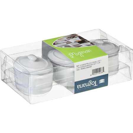 Кастрюля для запекания «Миньон» с крышкой[3шт];фарфор;60мл;D=7см;белый