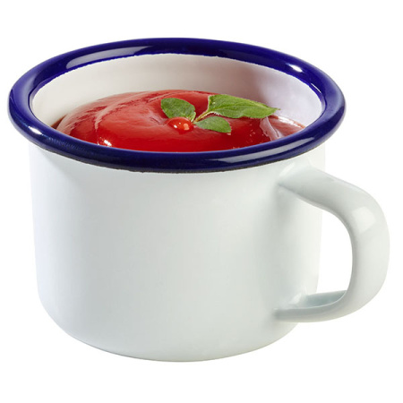 Кружка эмалированная;эмалиров.сталь;100мл;D=70,H=50,L=85мм;белый,голуб.