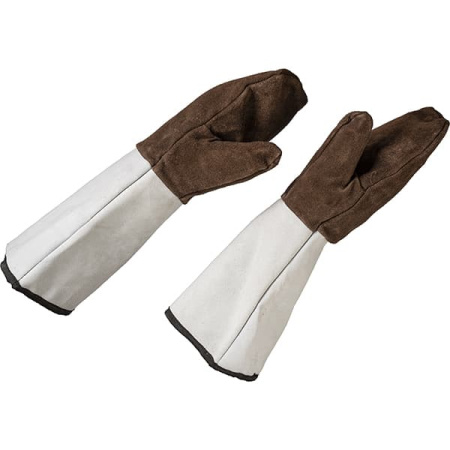 Рукавицы защитные (пара) до 250 С, замша;,L=43см;коричнев.,белый