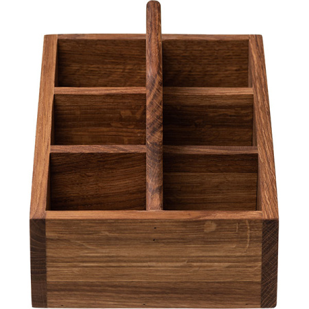 Подставка для бутылок 6 секций с ручкой;дуб;,H=12,L=25,B=15см;древесн.